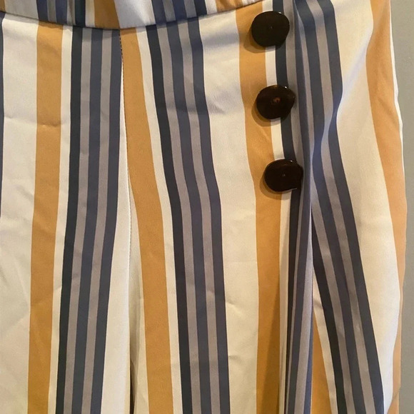 ZARA EUC WOMENS PANTS BOTTOMS FALL WINTER IVORY STRIPES CASUAL SIZE L LARGE - Picture 6 of 8